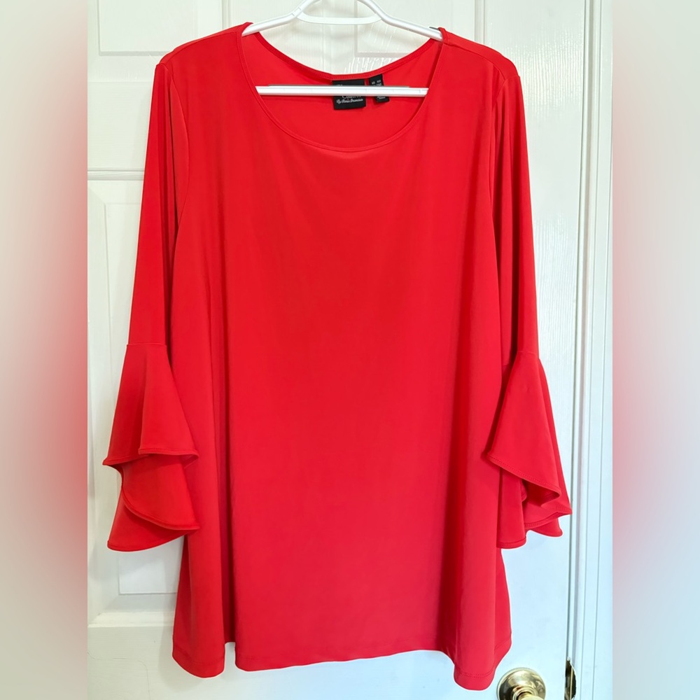 Vibrant Red Women with Control Bell Sleeve Blouse